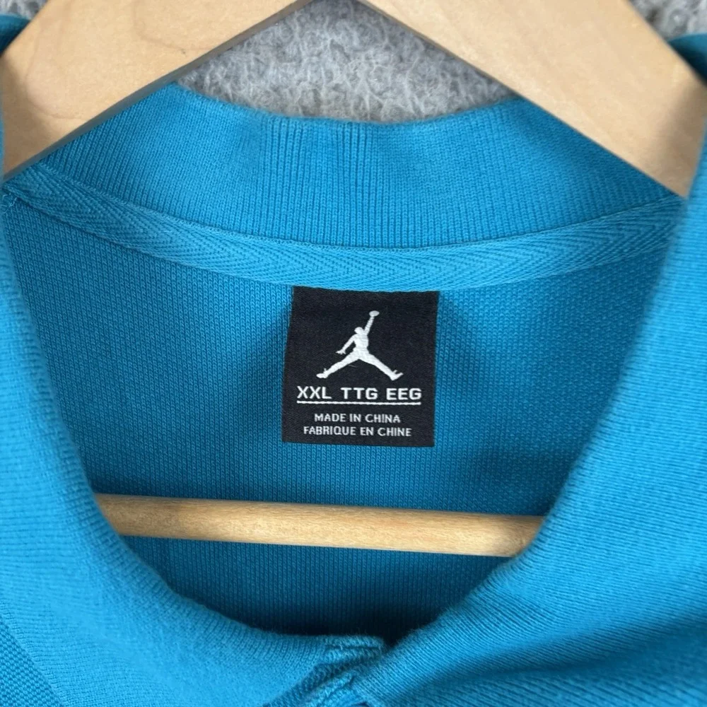 Nike Air Jordan Polo‎ Shirt Mens 2XL Turquoise Purple Golf Performance Charlotte